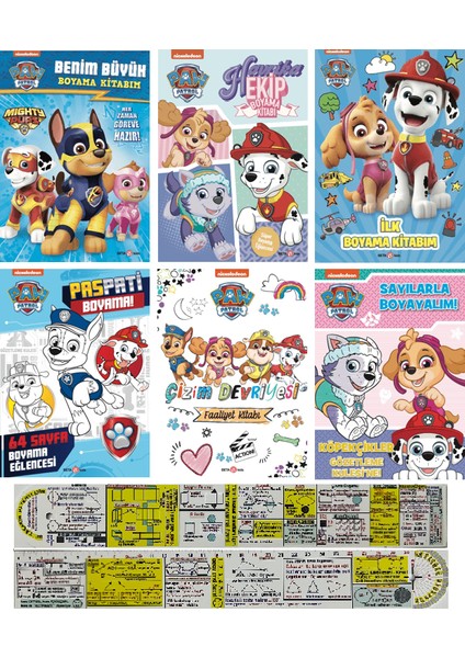 Paw Patrol Boyama Kitabı Seti 6 Kitap + Mat. Öğreten Cetvel