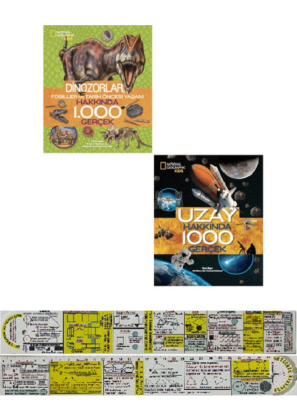 Dinozorlar Hakkında 1000 Gerçek + Uzay Hakkında 1000 Gerçek 2 Kitap Set + Mat. Cetvel