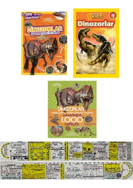N. G. Kids Dinozorlar 3 Kitap Set + Mat. Öğreten Cetvel