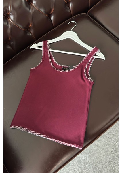 Yakası Dikişli Orj Atlet- Bordo