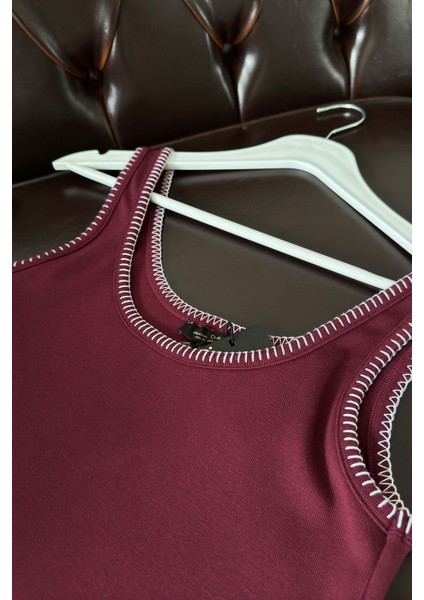 Yakası Dikişli Orj Atlet- Bordo fiyatları