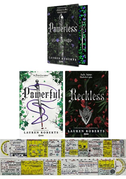 Powerless + Powerful + Reckless 3 Kitap Set Lauren Roberts (Ciltli) + Mat. Öğreten Cetvel