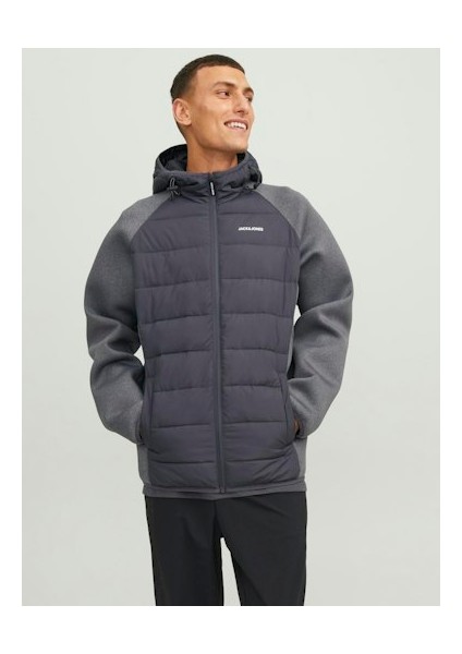 Jack Jones Erkek Asfalt Gri Kapüşonlu Hibrid Mont 12241622G fırsatları