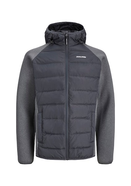 Jack Jones Erkek Asfalt Gri Kapüşonlu Hibrid Mont 12241622G