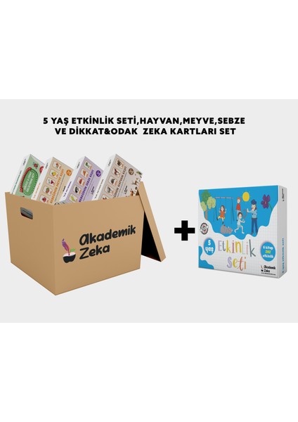 5 Yaş Etkinlik Seti, Dikkat&odak Geliştirme, Sebzeler, Meyveler, Hayvanlar Zeka Kartları