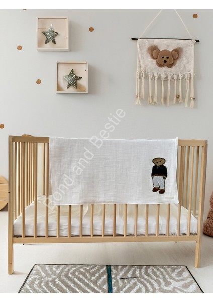 Ayı Figürlü Müslin Bebek Örtü & Battaniye Doğal Dokusu %100 Pamuk Oeko-Teks Sertifikalı 75X75 cm fırsatları