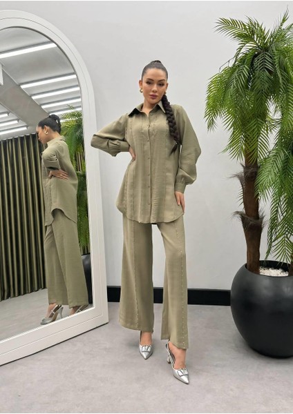 Premium Kalite Tncl Kumaş Badem Dikiş Detaylı Ikili Takım Tesettür Uyumlu Takım fiyatları