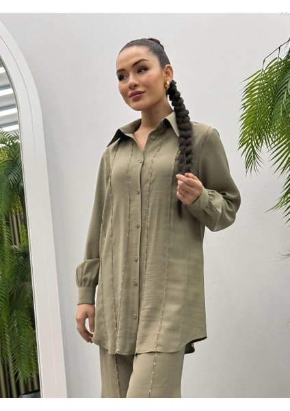 Premium Kalite Tncl Kumaş Badem Dikiş Detaylı Ikili Takım Tesettür Uyumlu Takım modelleri