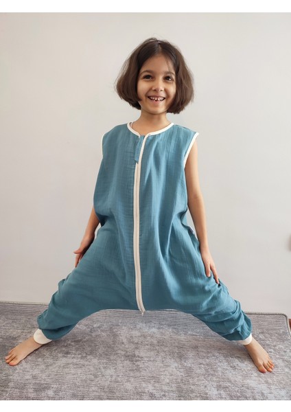 Yazlık Kolsuz Müslin Bebek Çocuk Uyku Tulumu %100 Pamuk Kumaş