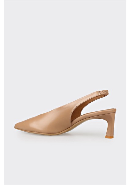 Naturel Deri Kadın Topuklu Ayakkabı modelleri