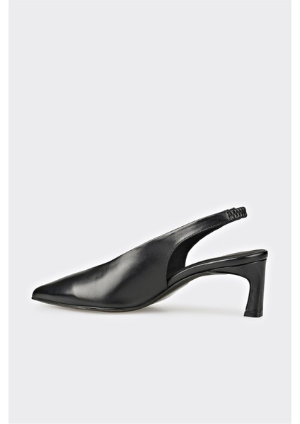 Siyah Deri Kadın Topuklu Ayakkabı modelleri