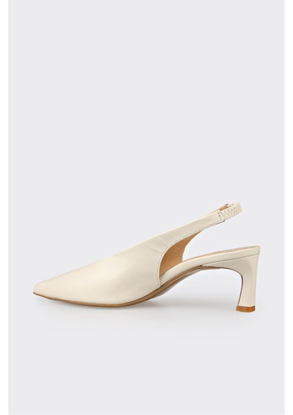 Bej Deri Kadın Topuklu Ayakkabı modelleri