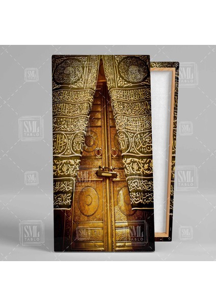 Mekke Kabe Kapısı Örtüsü Işık Islam Müslüman Dini Tasarım Boyuna Dikey Kanvas Tablo fiyatları