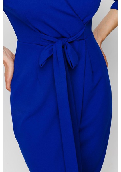 Nefeli V Yaka Midi Sarımlı Elbise - Minimalist Şık Günlük fiyatları