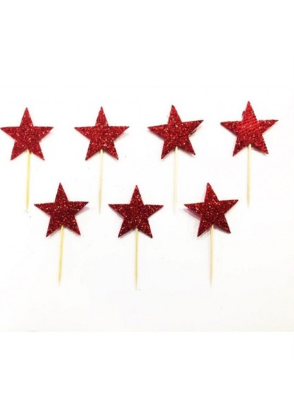 Simli Kürdan Yıldız Kırmızı Renk 12 Adet