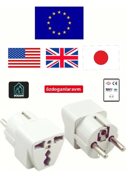 Amerikan - Ingiliz Fişini Türk Fişine Dönüştürücü Adaptör