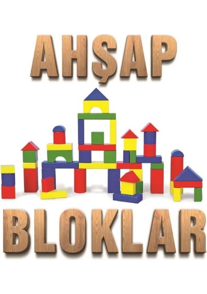Renkli Ahşap Blok-50 Parça modelleri
