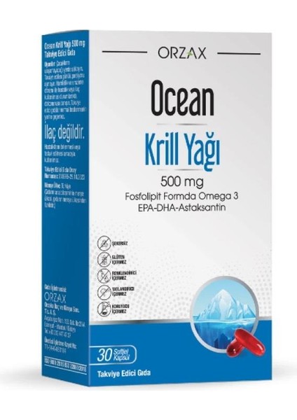 Ocean Krill Oil Balık Yağı İçeren Takviye Edici Gıda 30 Kapsül