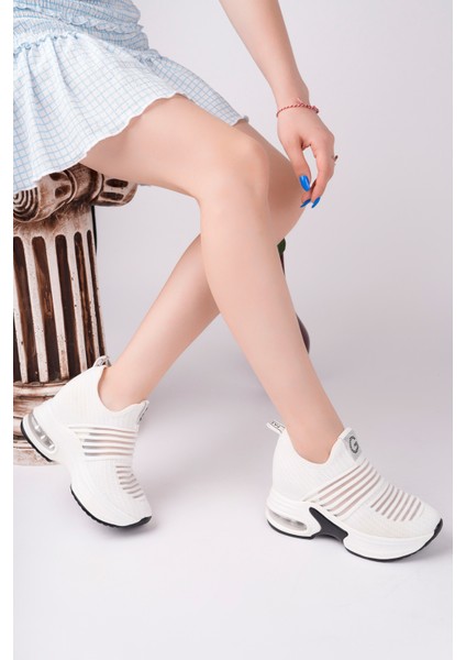 Kadın Ithal Örme Beyaz Triko Gizli Dolgu Topuk Sneaker fiyatları