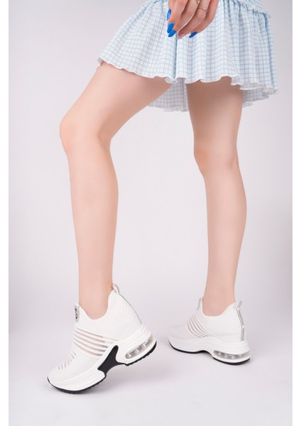 Kadın Ithal Örme Beyaz Triko Gizli Dolgu Topuk Sneaker modelleri