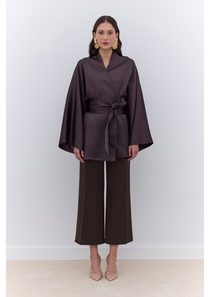 Saten Düz Paça Pantolon Ağaç Kabuğu fiyatları