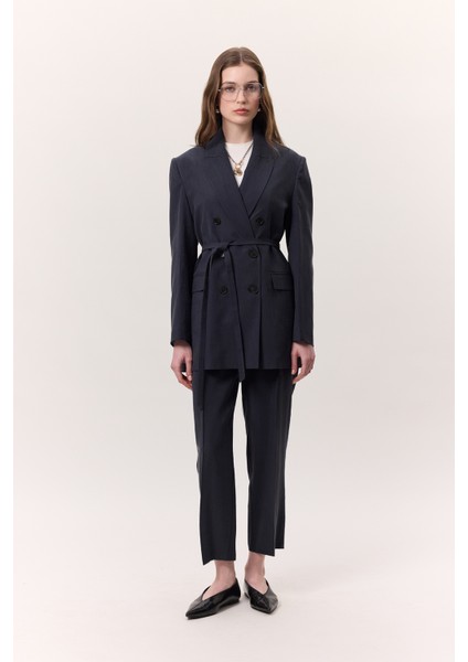 Tencel Pileli Pantolon Indigo modelleri