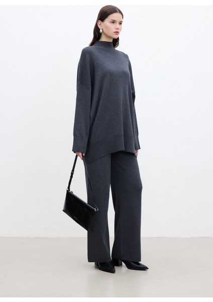 Düz Paça Triko Pantolon Antrasit modelleri