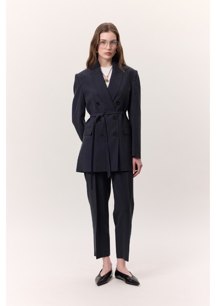 Tencel Pileli Pantolon Indigo indirimleri