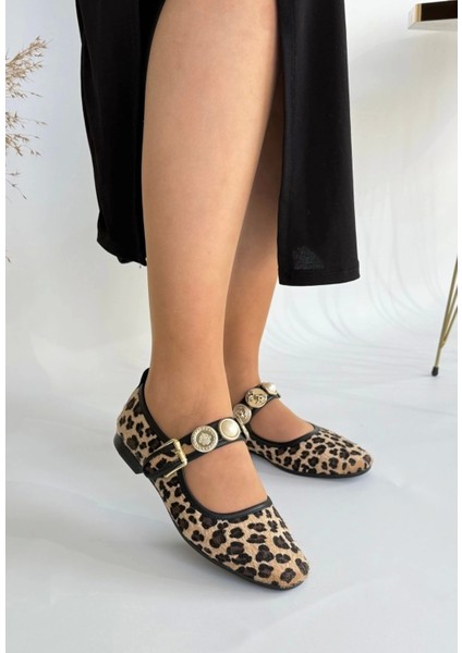 Koope Leopar Süet Babet Ayakkabı