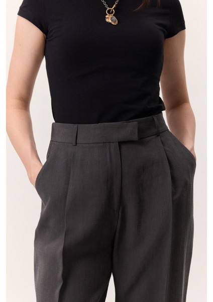 Tencel Pileli Pantolon Antrasit fırsatları