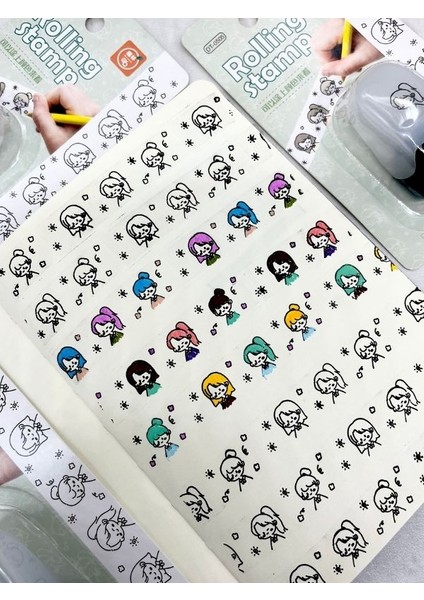 Boyanabilir Süsleme Bandı Kız Desenli Damga /mühür/kaşe/kitap Mühür/stamp/seal modelleri