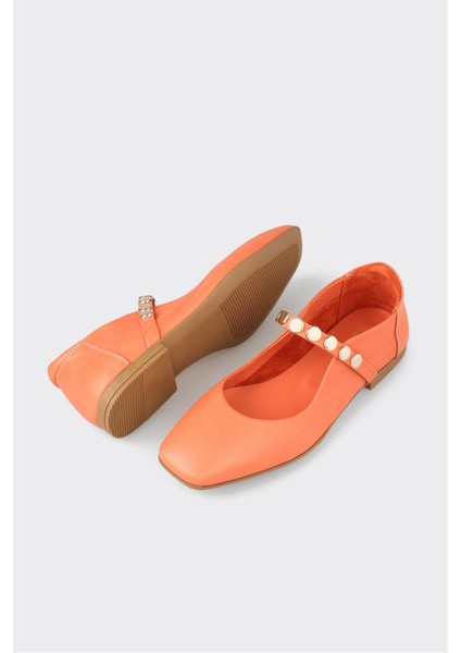 Turuncu Deri Kadın Günlük Ayakkabı modelleri