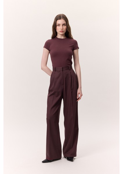 Geniş Paçalı Palazzo Pantolon Bordo