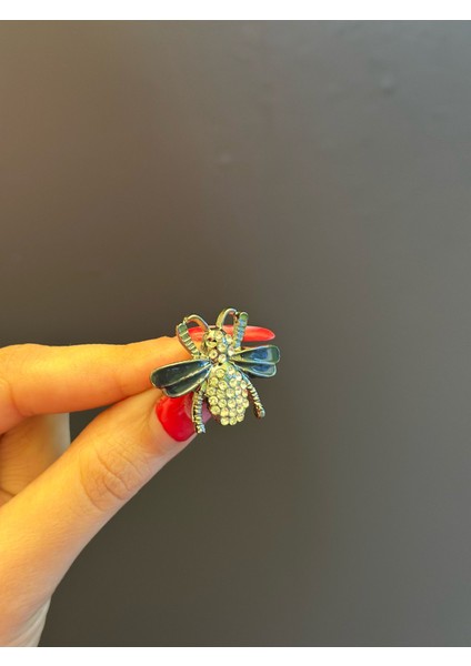 4x2 cm Zirkon Taşlı Arı Yaka Iğnesi Giyim Aksesuarı