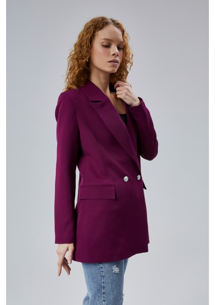Mor Oversize Dokuma Blazer Ceket fırsatları