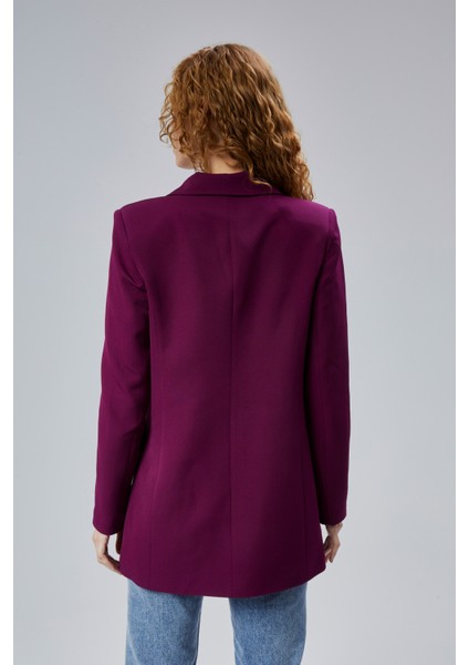 Mor Oversize Dokuma Blazer Ceket indirimleri