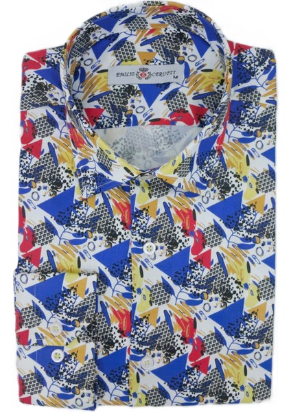Çok Renkli Desenli Modern Fit Uzun Kollu Erkek Gömlek fiyatları