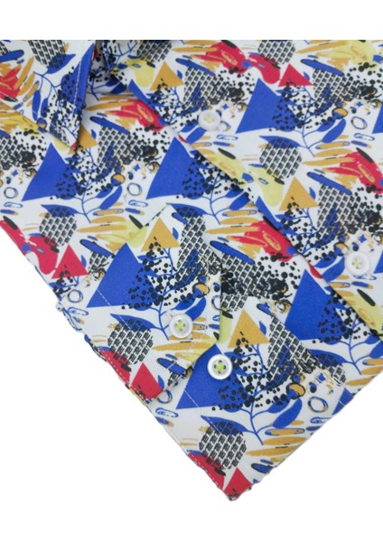 Çok Renkli Desenli Modern Fit Uzun Kollu Erkek Gömlek fırsatları