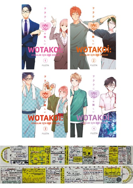 Wotakoi 1-2-3-4. Ciltler Manga Seti + Mat. Öğreten Cetvel