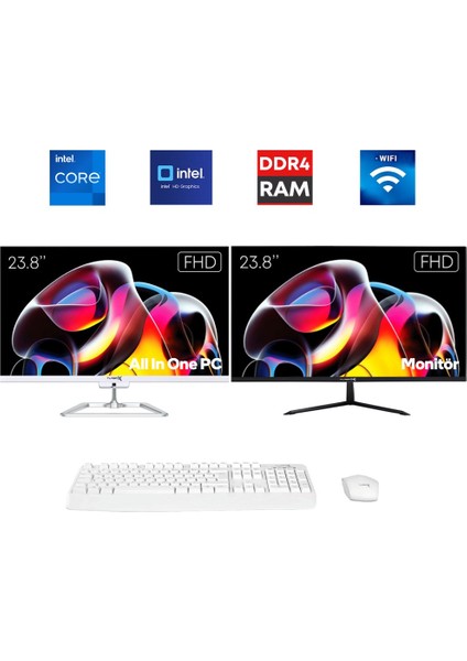 Taxplus4 I5 10400 16GB Ddr4 256GB SSD 1x 23.8 Inç Fhd Monitör 1x 23.8 Inç Fhd All In One Pc