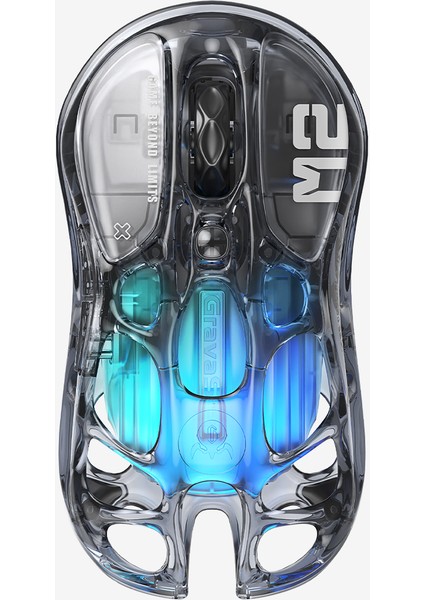 Mercury M2 Rgb 26K Dpı Optik Gaming Mouse, Kablosuz, Programlanabilir 5 Tuşlu, Şeffaf Siyah