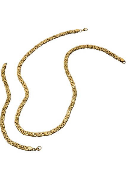 Çelik Takı Seti Bileklik Kolye Kral Zincir Model 0.5 mm 22-55 cm Bizans Bağlantı Altın Sarısı Gold fiyatları