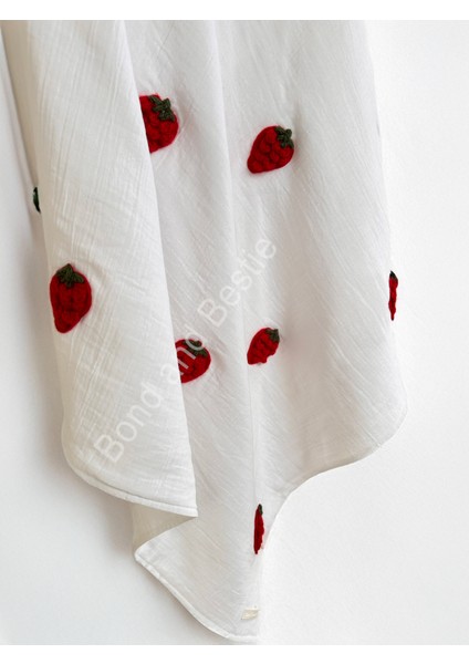 Çok Amaçlı Çilek Desenli Müslin Bebek Örtü & Battaniye %100 Pamuk Oeko-Teks Sertifikalı 75X75 cm modelleri