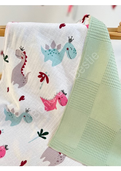 Çok Amaçlı Dinazor Desenli Müslin Bebek Örtü & Battaniye %100 Pamuk Oeko-Teks Sertifikalı 75X75 cm modelleri