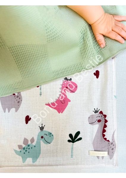 Çok Amaçlı Dinazor Desenli Müslin Bebek Örtü & Battaniye %100 Pamuk Oeko-Teks Sertifikalı 75X75 cm fırsatları