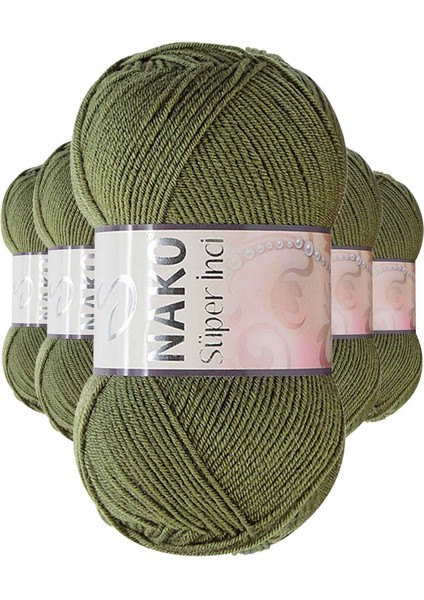 5 Adet Süper Inci El Örgü Ipi 100 gr Haki 4234
