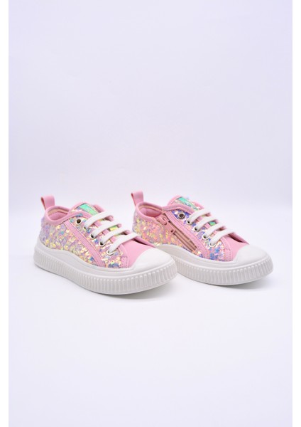 Sweet Kız Çocuk Pullu ve Bağcıklı Pembe Renk Sneaker indirimleri