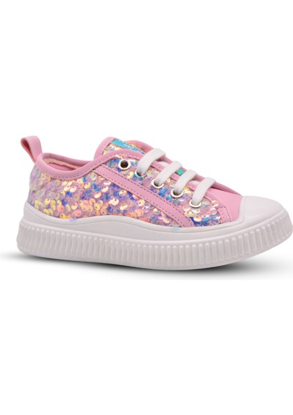 Sweet Kız Çocuk Pullu ve Bağcıklı Pembe Renk Sneaker
