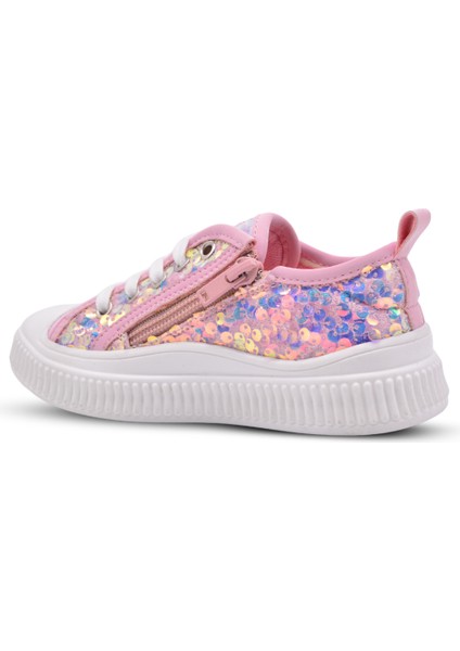 Sweet Kız Çocuk Pullu ve Bağcıklı Pembe Renk Sneaker modelleri