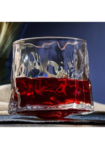 16371 Greta Şeffaf 2'li 360 Derece Dönerli Cam Viski Meşrubat Bardağı 160 ml